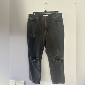 Garage Black Denim Distressed Jeans Straight 11/30